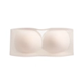 Sujetador bandeau sin tirantes en color piel con detalle de malla transparente en V - S / Blanco lechoso
