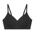 Seamless black wire-free push-up bra with thin adjustable straps and soft V-neck design - S / Tops / Black