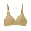 Seamless wireless nude bra with supportive jelly strips and adjustable straps for women - Deep Skin