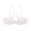 Conjunto de lencería de satén blanco de estilo francés con encaje y tiras cruzadas - S / Tops / Blanco