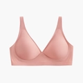 Seamless deep V bra in elegant dusty rose with wide straps for soft support and comfort - S / Pink