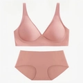 Conjunto de sujetador sin costuras en rosa palo con soporte suave sin aros - S / Top Y Pantalón / Rosa