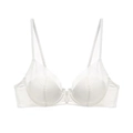 White contrast mesh bra with soft underwire and satin paneling for a lifting effect - 70B / Tops / White