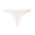 Gros plan d'un tanga en soie glacée sans couture ivoire avec texture lisse et douce - String Blanc