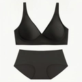 Conjunto de sujetador jelly negro sin costuras y bragas con textura de malla fina - S / Top Y Pantalón / Negro