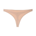 Détail du string invisible en soie glacée beige avec bords coupés sans couture - String Beige