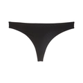 Détail d'un string noir sans couture pour femmes avec lanières en soie glacée haute élasticité - S / String Noir