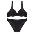 Conjunto de sujetador y braga sin costuras negro con tirantes ajustables - S / Negro (Slips)