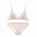 Bralette-set met rozenborduurwerk en draadloze driehoekige cups in beige en wit - XL / Huidskleur