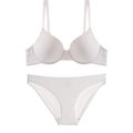 Conjunto de sujetador y braga blanco sin costuras con copas lisas y tirantes finos - S / Blanco (Slips)