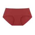 Seamless low-rise dark red antibacterial panties for women with a smooth laser-cut finish - Red