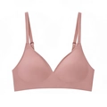 Seamless dusty rose wire-free triangle bra with adjustable thin straps and smooth finish - S / Pink