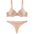 Conjunto de sujetador push-up sin costuras y tanga color nude con copas moldeadas - S / Color Piel (Tanga)