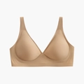 Reggiseno senza cuciture scollo a V profondo color beige con spalline larghe e morbide - carnagione scura