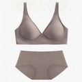 Seamless jelly bra and panty set in light coffee brown with ultra-elastic soft fabric - Brown
