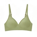 Seamless jelly wireless bra in sage green with thin adjustable straps and soft support - S / Green