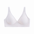 Reggiseno senza cuciture a V bianco, senza ferretto con spalline larghe e morbide - Bianco