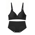 Seamless black jelly bra and panties set with soft supportive wire-free fabric - S / Top And Bottom / Black