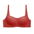 Reggiseno senza cuciture rosso con scollo quadrato e spalline larghe morbide - Rosso