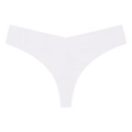 Detalle de tanga blanco sin costuras en forma de V que muestra la textura suave de la tela - S / Blanco