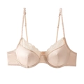 Soutien-gorge de luxe français en satin avec dentelle délicate couleur champagne - S / Champagne (Soutien-gorge) (1820B)