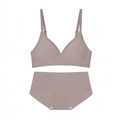 Seamless jelly bra and panties set in deep beige with adjustable thin straps - S / Top And Bottom / Grey Purple