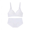 Seamless white jelly bra and panties set with adjustable straps for a minimalist look - S / Top And Bottom / White Zirconia Set