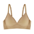 Seamless push-up wireless bra in skin tone color with adjustable thin straps - Deep Skin