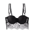 Schwarzes Bralette im französischen Stil mit Wimpernspitze und floralen Details - 70B / Schwarz Einzelstück