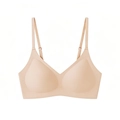 Bralette senza cuciture con scollo a V beige con spalline regolabili e design senza ferretto - S / Beige