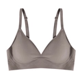 Seamless push-up wireless bra in taupe brown with thin adjustable shoulder straps - Grey Purple
