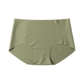 High-waist seamless olive green panties with slimming fit and antibacterial fabric - Green