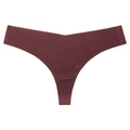 Seamless low-rise V-shaped thong in deep burgundy with high-stretch smooth fabric - Brown