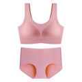 Set intimo rosa senza cuciture con reggiseno a U senza ferretto e slip a vita alta - Rosa