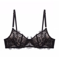 Detalle del encaje de pestañas negro floral y los tirantes ajustables en el sujetador sexy - S / Negro