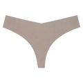 Seamless V-shaped high elastic thong in taupe finish for women in minimalist style - Brown