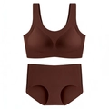 Set intimo marrone senza cuciture con reggiseno a U e slip a vita alta - Marrone
