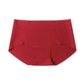 Seamless high-waisted red antibacterial underwear with raw cut edges for smooth lift - Red