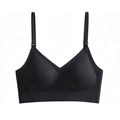 Reggiseno nero senza cuciture schiena scoperta con spalline sottili regolabili in tessuto - S / Nero