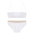White wireless bra set with ultra-thin straps and mesh patchwork seamless panties - S / Bra & Panty Set / White