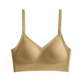 Soutien-gorge sans couture dos nu beige avec bretelles réglables et col en U profond - Peau Profonde