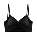 Soutien-gorge noir dos nu sans couture avec bretelles fines réglables et design lisse - Noir (Version Jelly)
