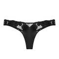 Black thong with floral rose embroidery and sheer mesh panels, sexy 3-piece set variant - XL / Underwear / Black