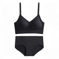 Ensemble lingerie noir sans couture avec soutien-gorge sans armature et culotte - S / Noir