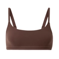 Seamless French triangle bralette in dark brown finish with thin shoulder straps - Brown (1830B)