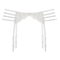 White floral embroidery lace garter belt with adjustable straps and bow detail - M / Garter Belt / White