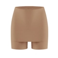 Dettaglio pantaloncino contenitivo a vita alta color carne con pannello modellante addominale - S / Pelle Scura