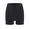 Vista macro di pantaloncini modellanti a vita alta con controllo addome e design senza cuciture - S / Nero