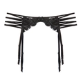 Elegant black lace garter belt with rose embroidery and adjustable straps - M / Garter Belt / Black