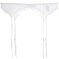 Elegant white floral lace garter belt with adjustable straps and silver metal clips - S / Garter Belt / White